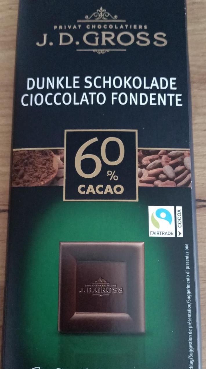 Zdjęcia - 60% Cacao Dunkle Schokolade J.D.Gross
