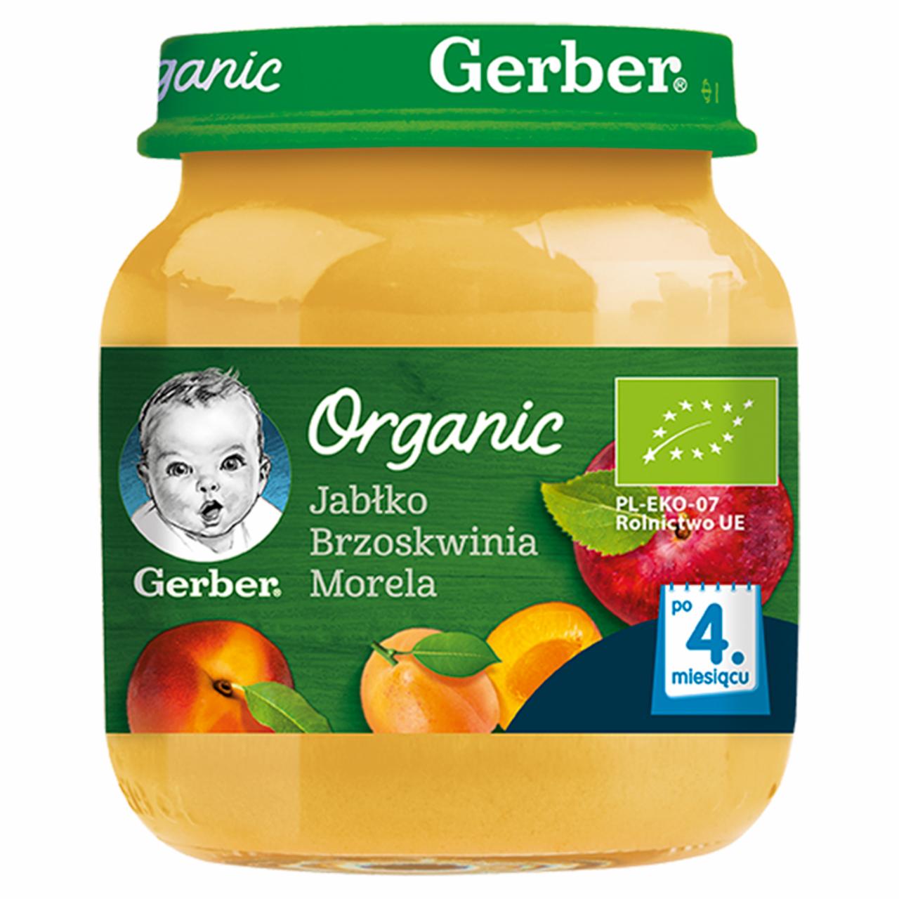 Zdjęcia - Gerber Organic Jabłko brzoskwinia morela dla niemowląt po 4. miesiącu 125 g
