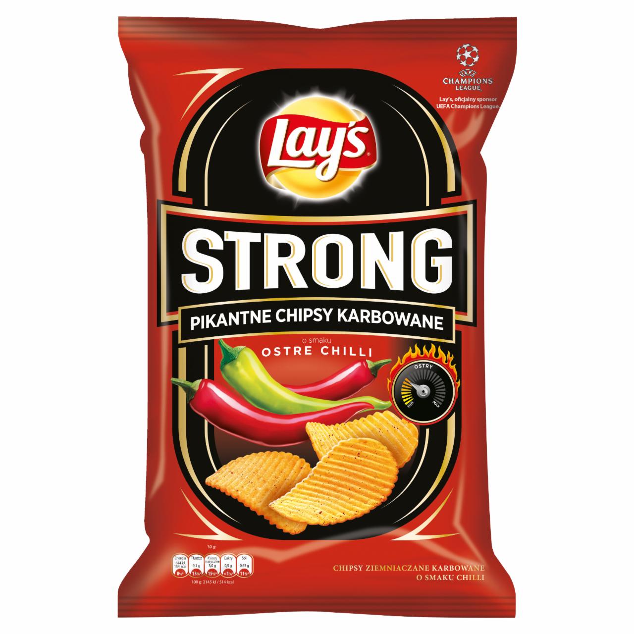 Zdjęcia - Lay's Strong Pikantne chipsy karbowane o smaku ostre chilli 140 g