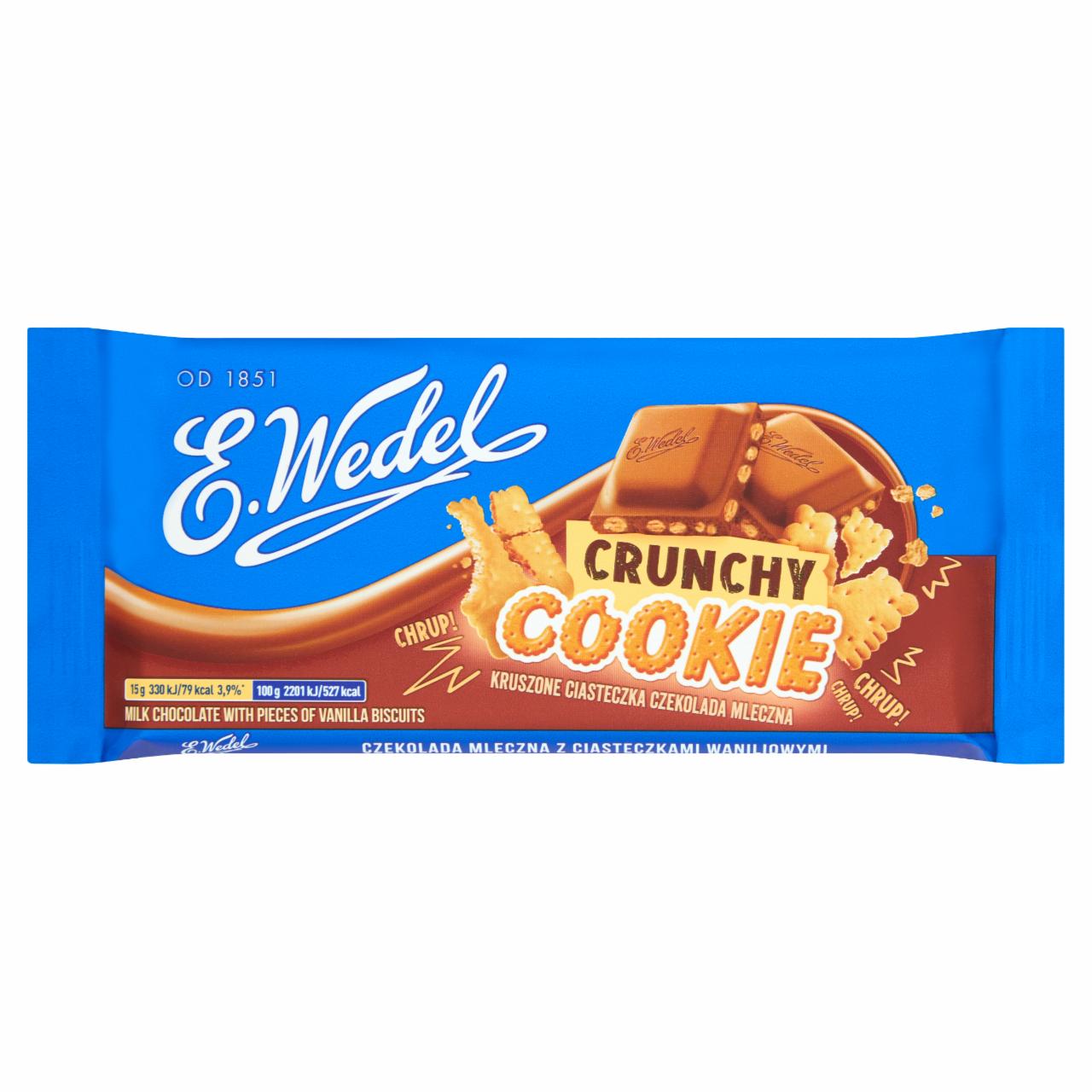 Zdjęcia - E. Wedel Crunchy Cookie Czekolada mleczna z ciasteczkami waniliowymi 90 g