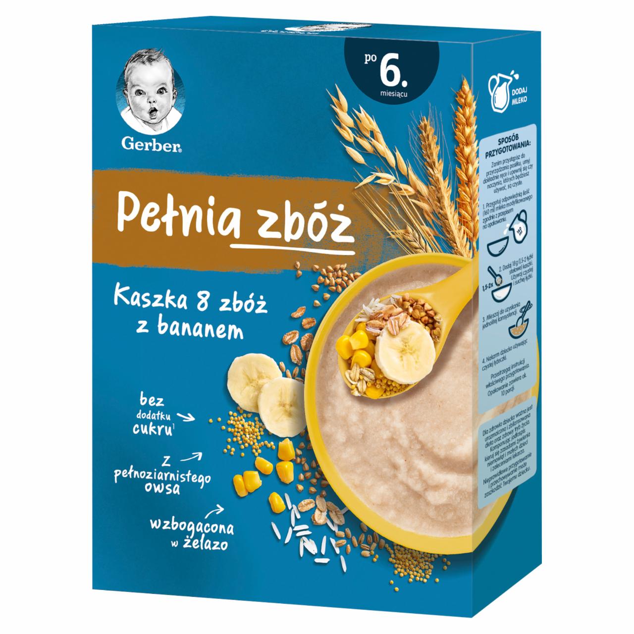 Zdjęcia - Gerber Pełnia zbóż Kaszka 8 zbóż z bananem dla niemowląt po 6. miesiącu 180 g