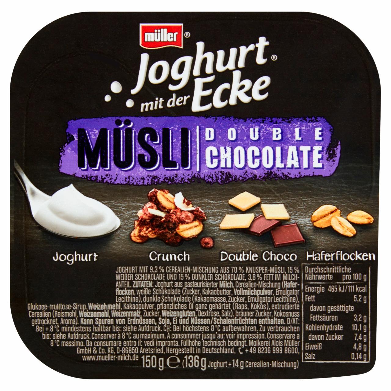 Zdjęcia - Müller Jogurt z mieszanką zbożową z białą czekoladą i czekoladą 150 g
