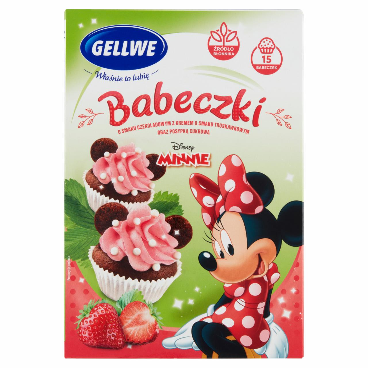 Zdjęcia - Gellwe Minnie Babeczki o smaku czekoladowym z kremem truskawkowym oraz posypką cukrową 230 g