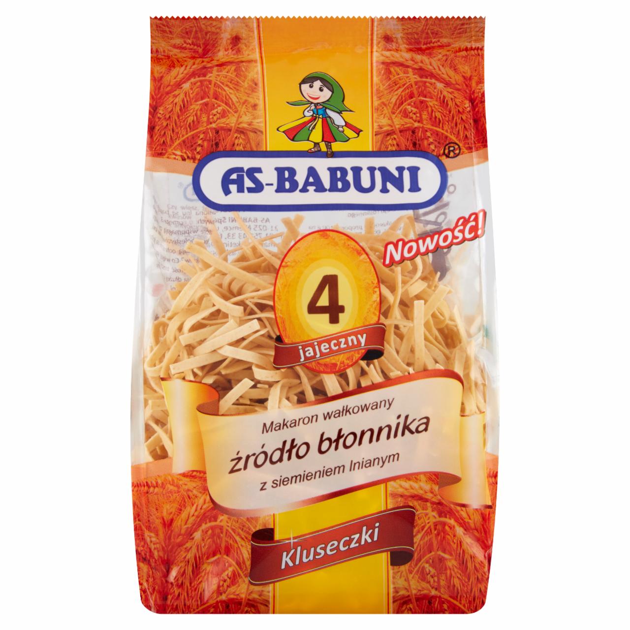 Zdjęcia - As-Babuni Makaron wałkowany z siemieniem lnianym 4 jajeczny kluseczki 250 g