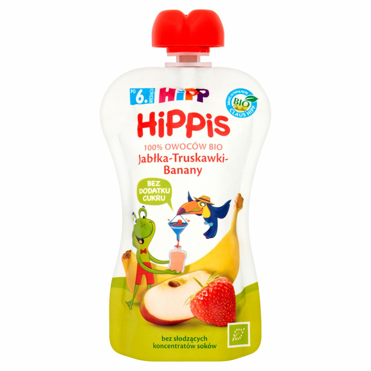 Zdjęcia - HiPP BIO Mus owocowy 100% owoców po 6. miesiącu jabłka-truskawki-banany 100 g