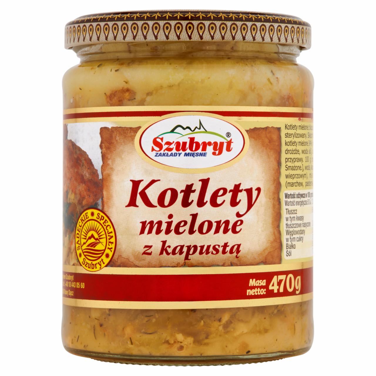 Zdjęcia - Szubryt Kotlety mielone z kapustą 470 g