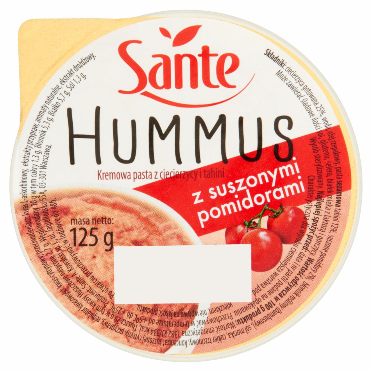 Zdjęcia - Sante Hummus z suszonymi pomidorami Kremowa pasta z ciecierzycy i tahini 125 g