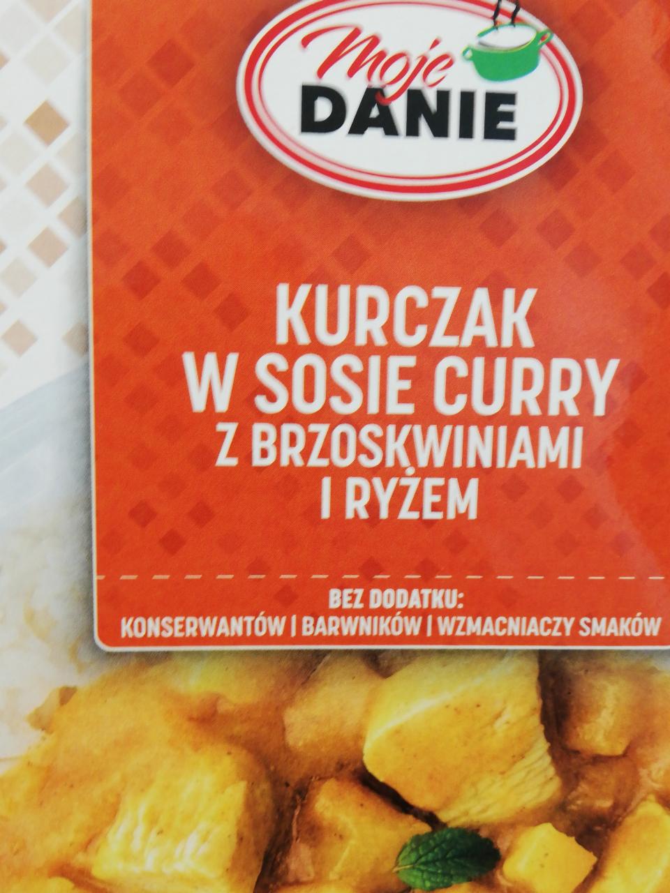 Zdjęcia - Kurczak w sosie curry z brzoskwiniami i ryżem moje danie