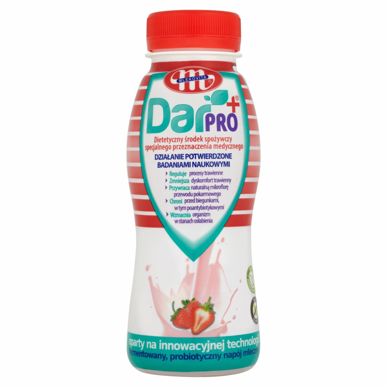 Zdjęcia - Mlekovita DarPro+ Fermentowany probiotyczny napój mleczny truskawkowy 250 g