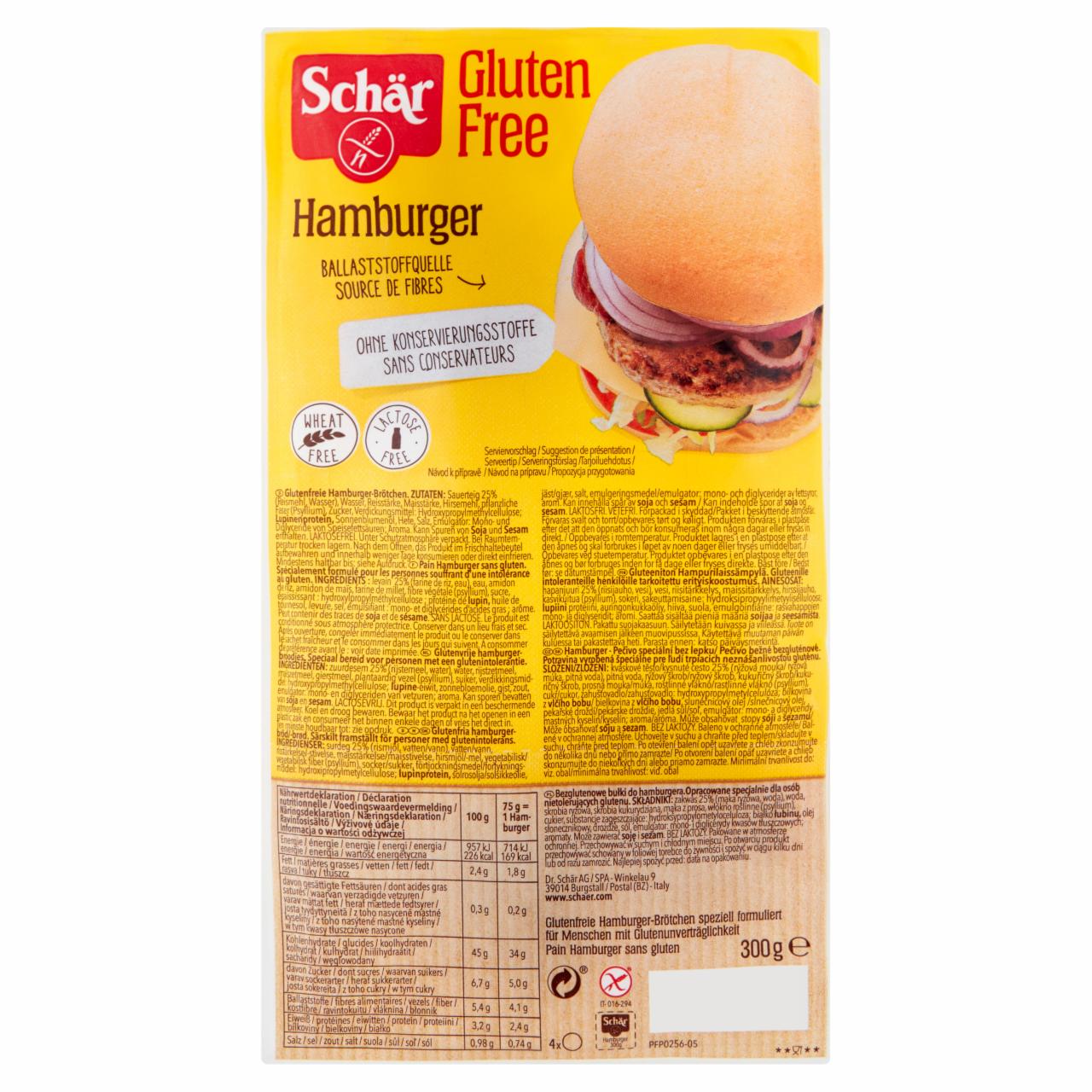 Zdjęcia - Schär Bezglutenowe bułki do hamburgera 300 g (4 sztuki)