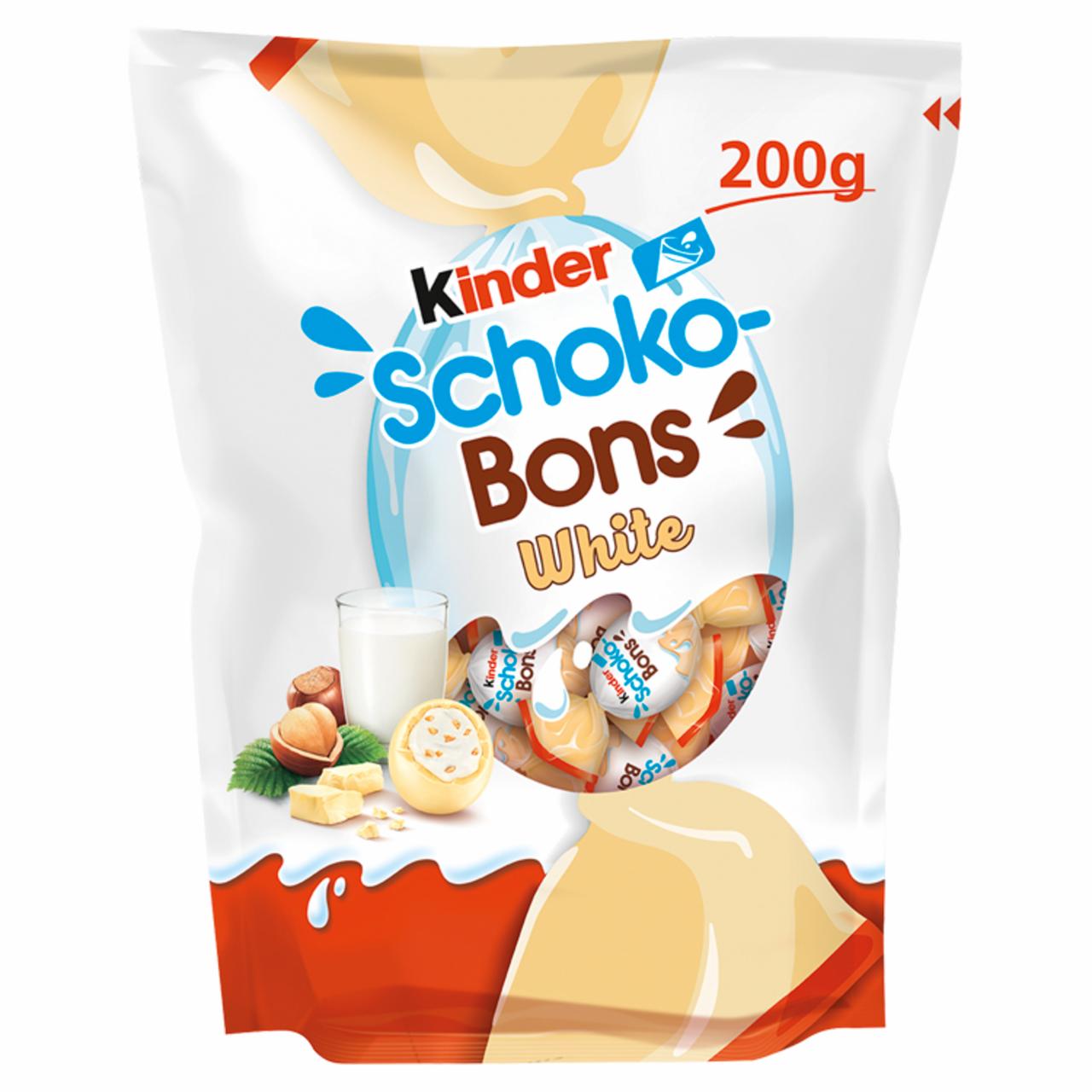 Zdjęcia - Kinder Schoko-Bons White Czekoladki z białej czekolady z nadzieniem mlecznym i orzechami 200 g