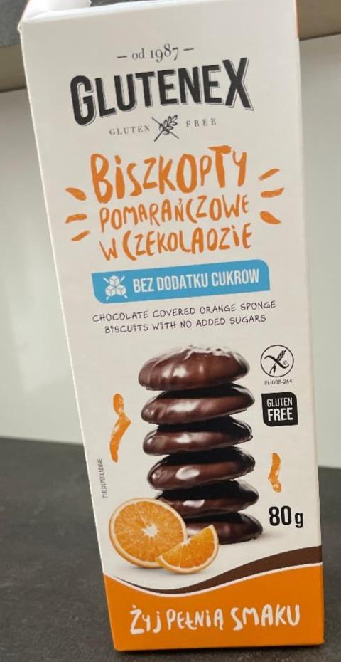 Zdjęcia - Biszkopty pomarańczowe w czekoladzie bez dodatku cukrów gluten free Glutenex