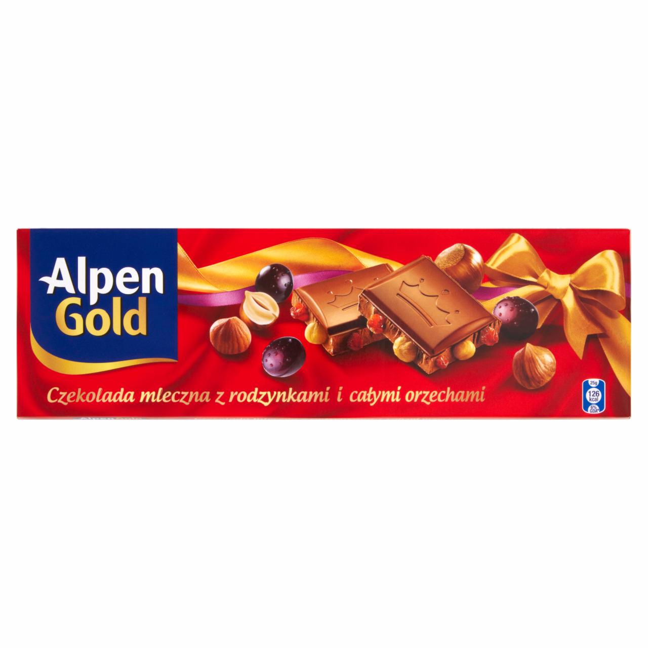 Zdjęcia - Alpen Gold Czekolada mleczna z rodzynkami i całymi orzechami 200 g