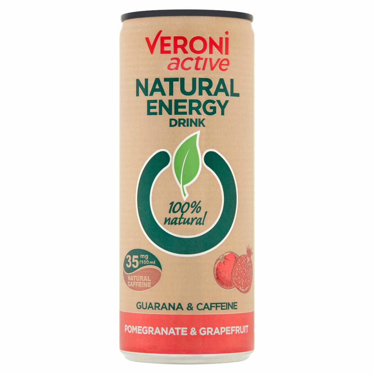 Zdjęcia - Veroni Active Natural Energy Drink Napój gazowany energetyzujący granat & grejpfrut 250 ml