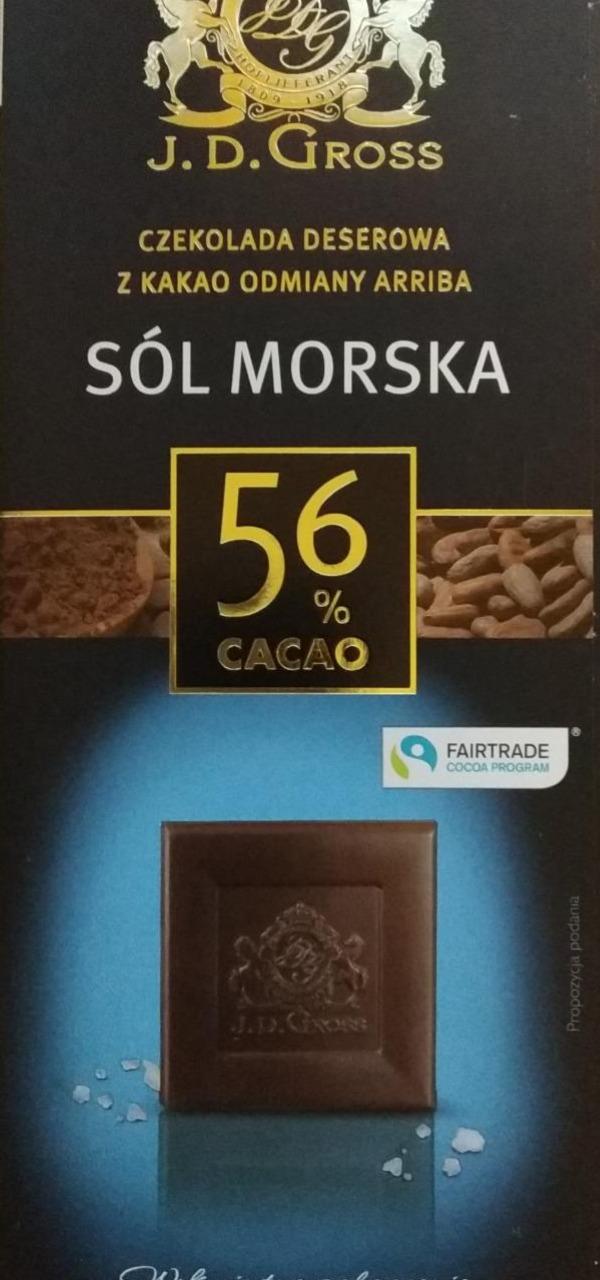 Zdjęcia - J.D. GROSS Czekolada deserowa sól morska 56% Cacao