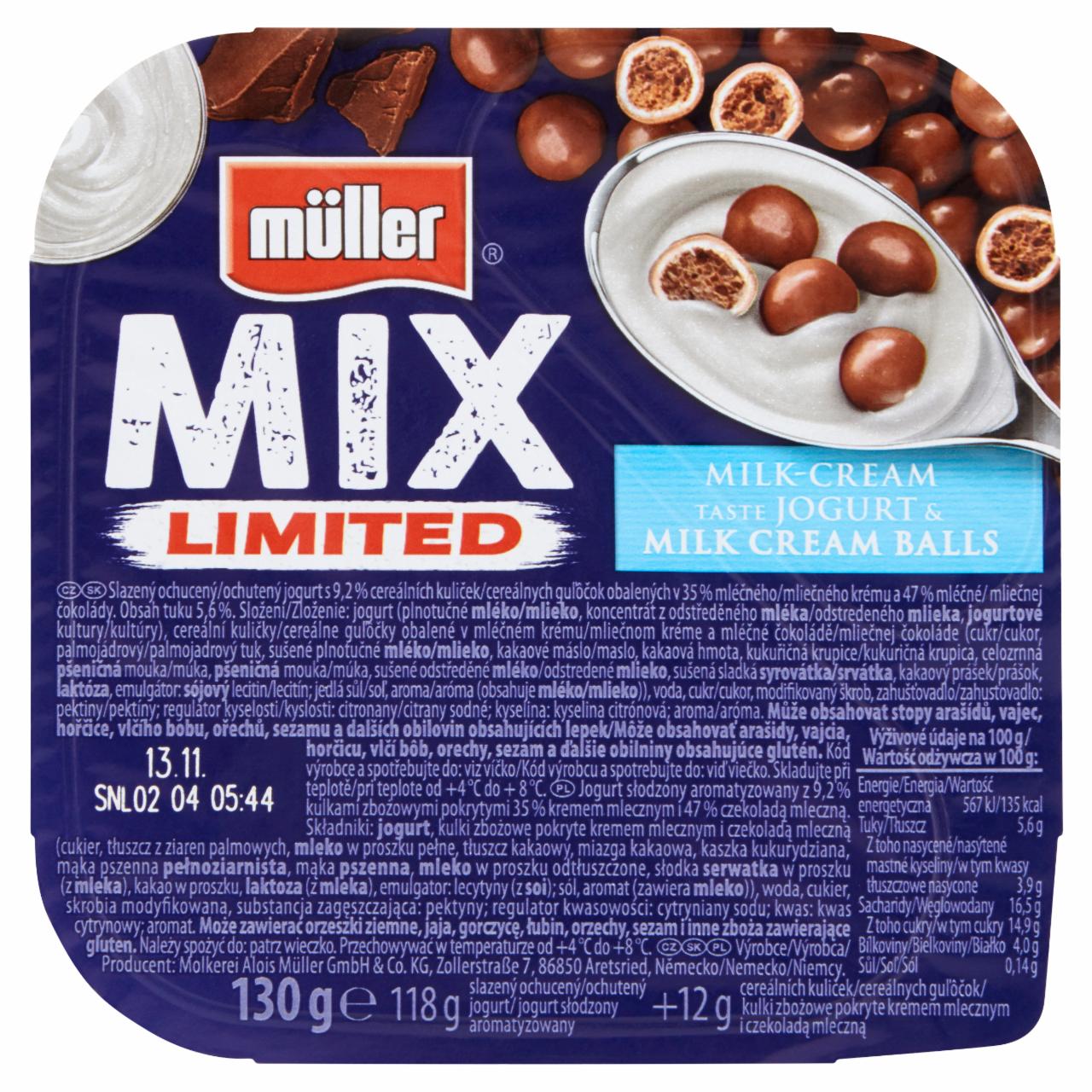 Zdjęcia - Müller Mix Jogurt mleczno-kremowy z kulkami zbożowymi 130 g