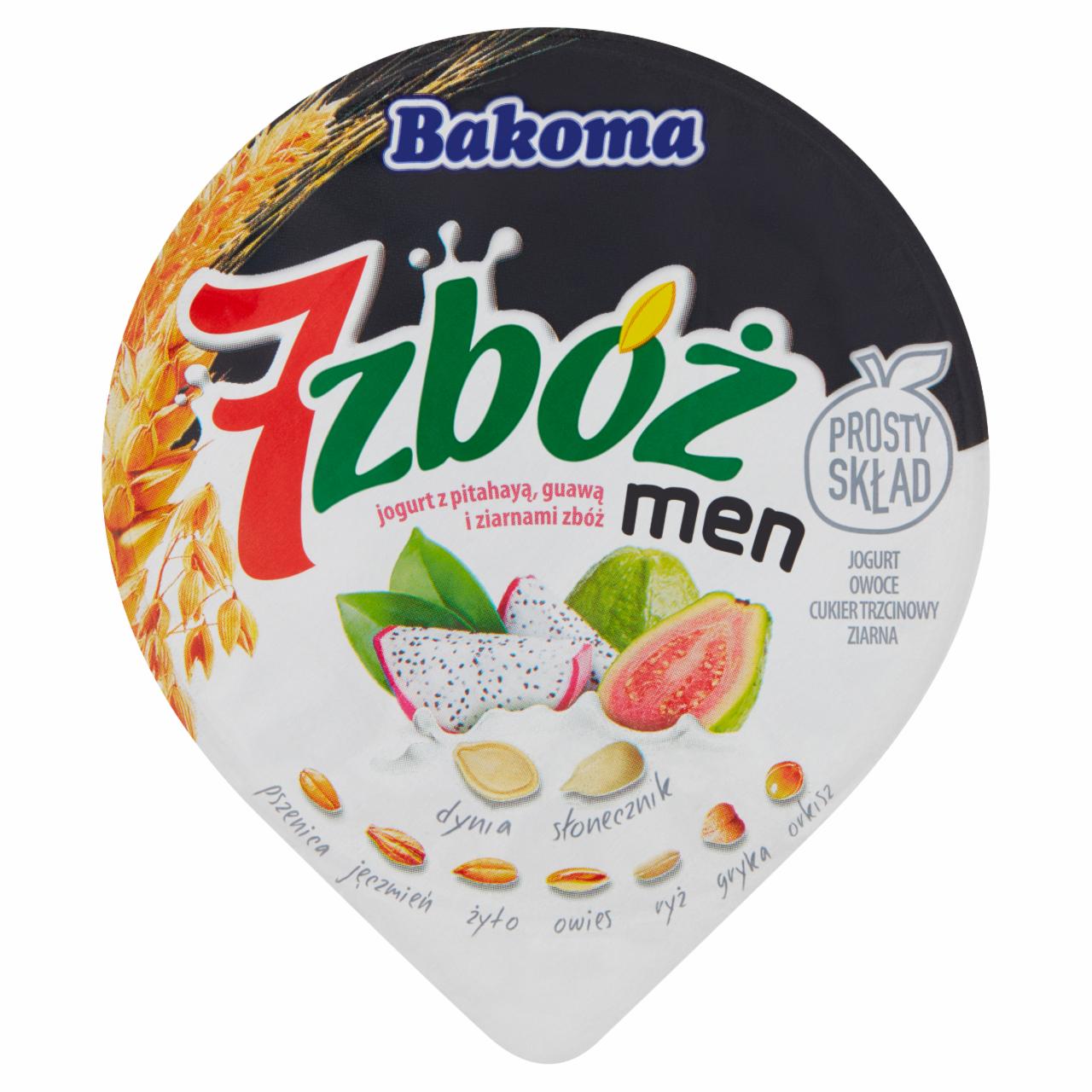 Zdjęcia - Bakoma 7 zbóż men Jogurt z pitahayą guawą i ziarnami zbóż 300 g