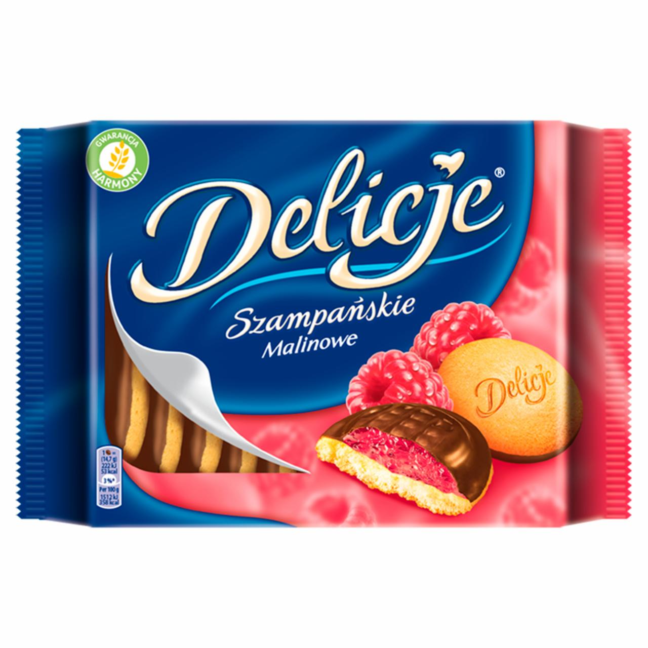 Zdjęcia - Szampańskie Biszkopty z galaretką o smaku malinowym oblewane czekoladą 294 g Delicje