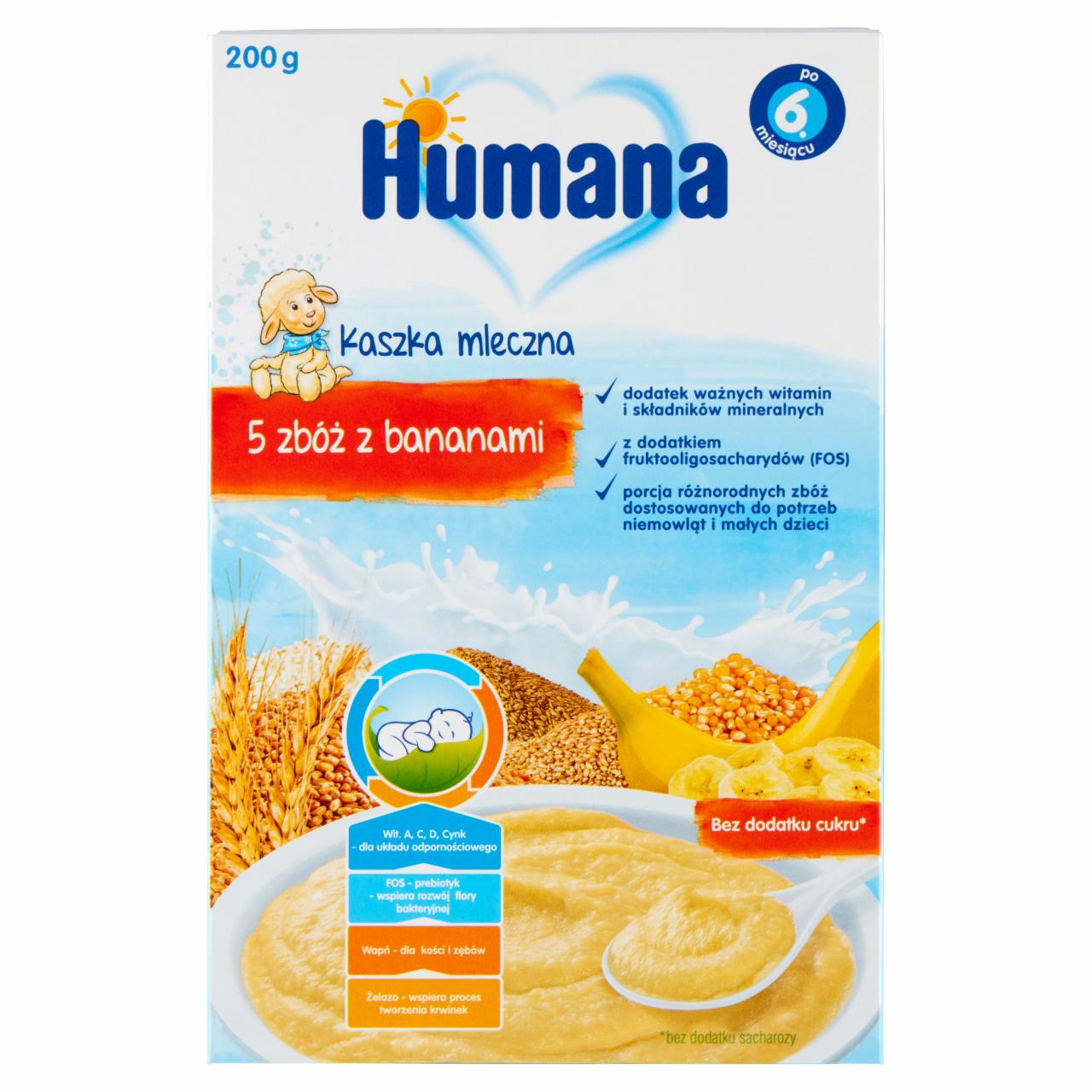 Zdjęcia - Humana Kaszka mleczna 5 zbóż z bananami po 6. miesiącu 200 g