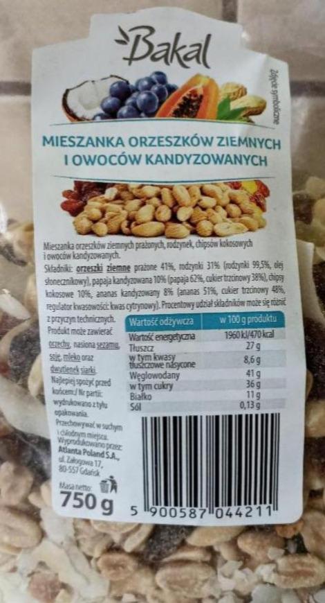 Zdjęcia - Mieszanka orzeszków ziemnych i owoców kandyzowanych Bakal