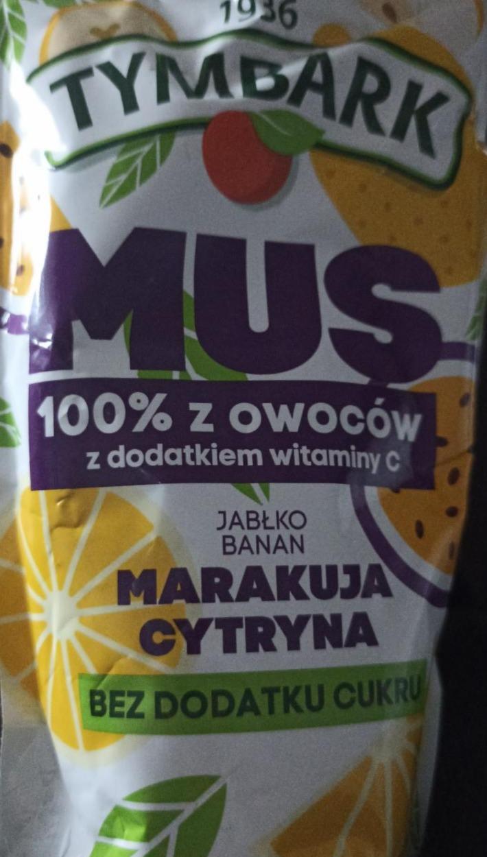 Zdjęcia - Tymbark Mus 100% z owoców z dodatkiem witaminy C Jabłko Banan Marakuja Cytryna