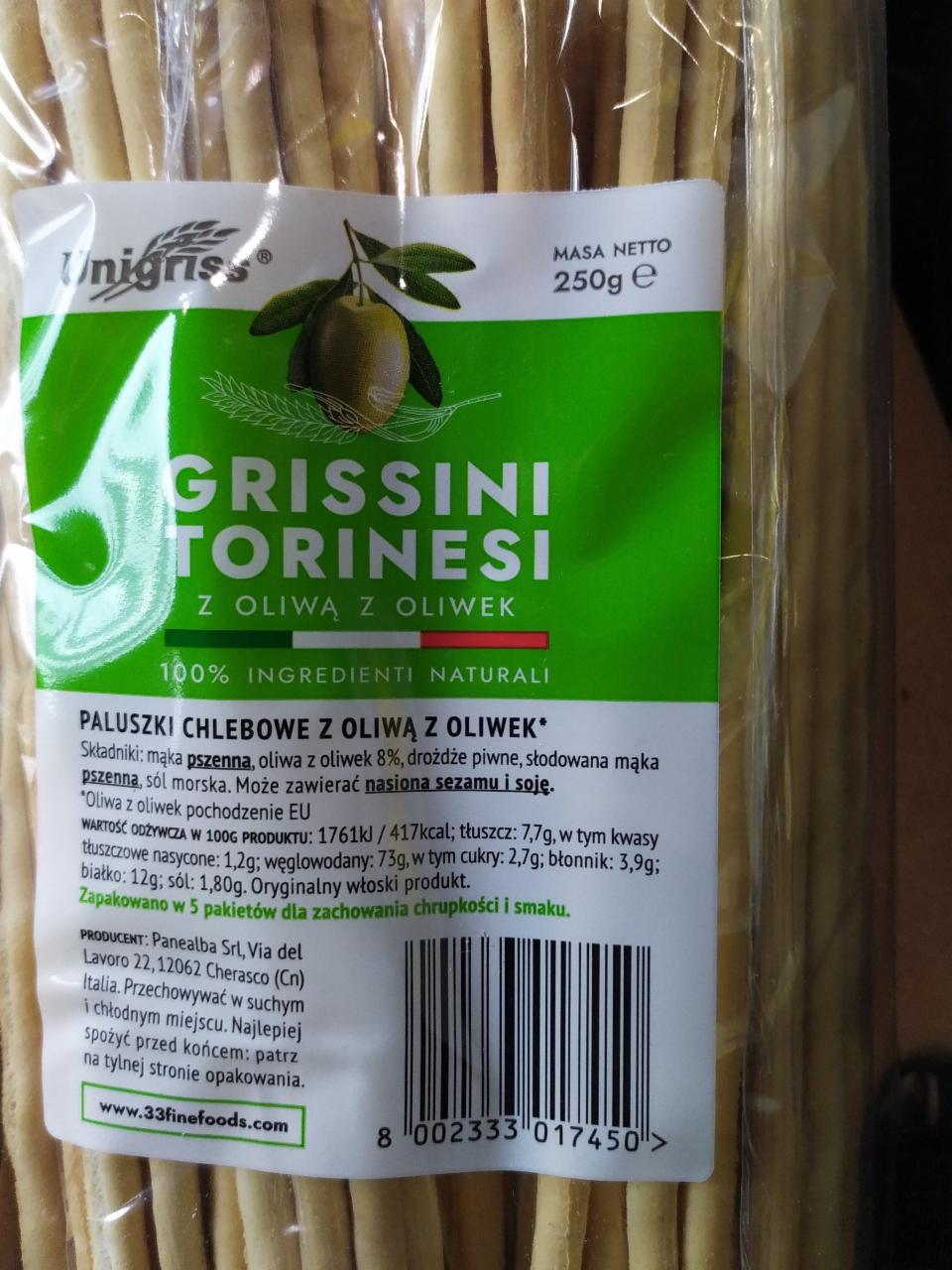 Zdjęcia - Grissini Torinesi z oliwą z oliwek Unigriss