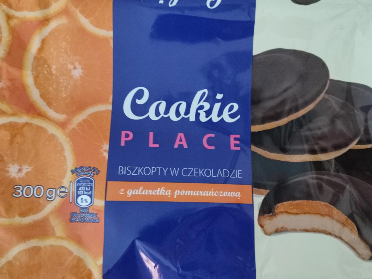 Zdjęcia - Cookie place Biszkopty w czekoladzie z galaretką pomarańczową