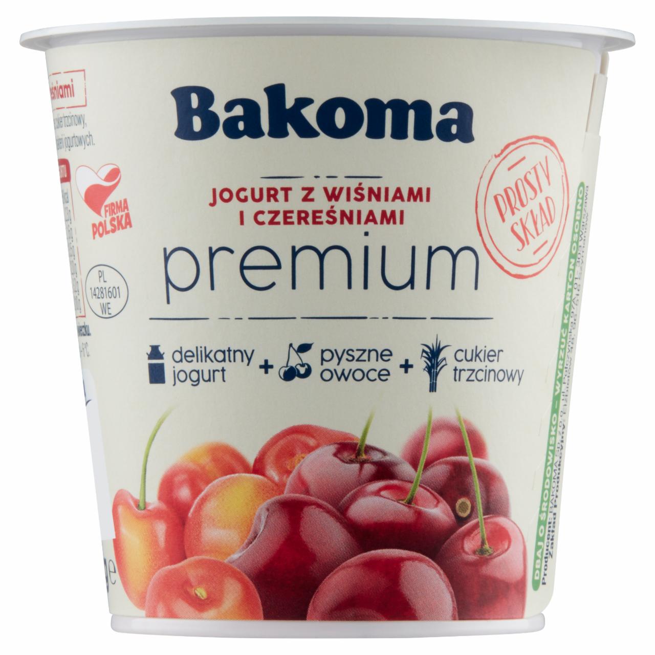 Zdjęcia - Bakoma Premium Jogurt z wiśniami i czereśniami 140 g