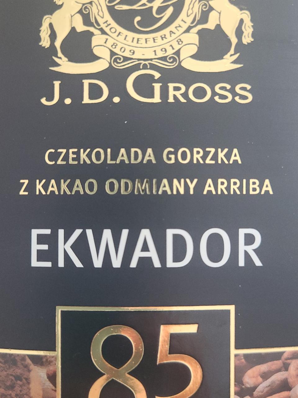 Zdjęcia - Czekolada gorzka EKWADOR 85% cacao J.D. Gross