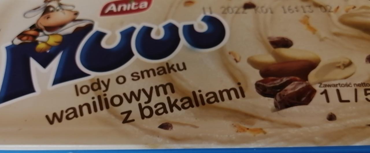 Zdjęcia - MUU Lody o smaku waniliowym z bakaliami Anita