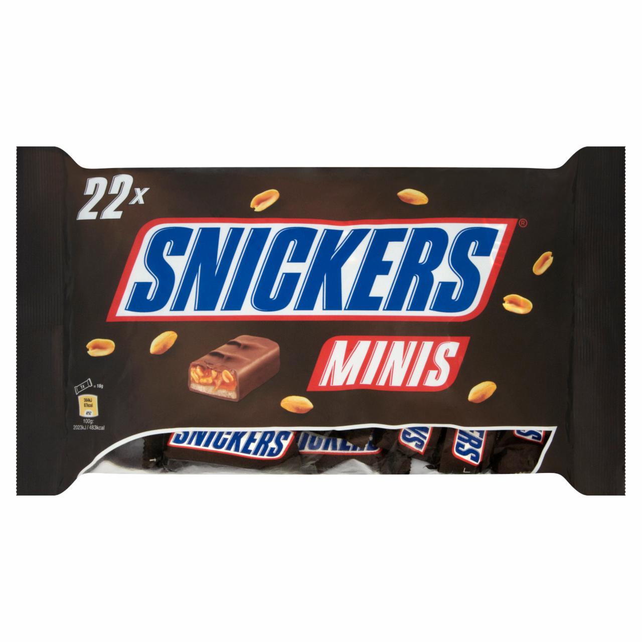 Zdjęcia - Snickers Minis Batoniki z nugatowym nadzieniem i orzeszkami ziemnymi w karmelu i czekoladzie 443 g