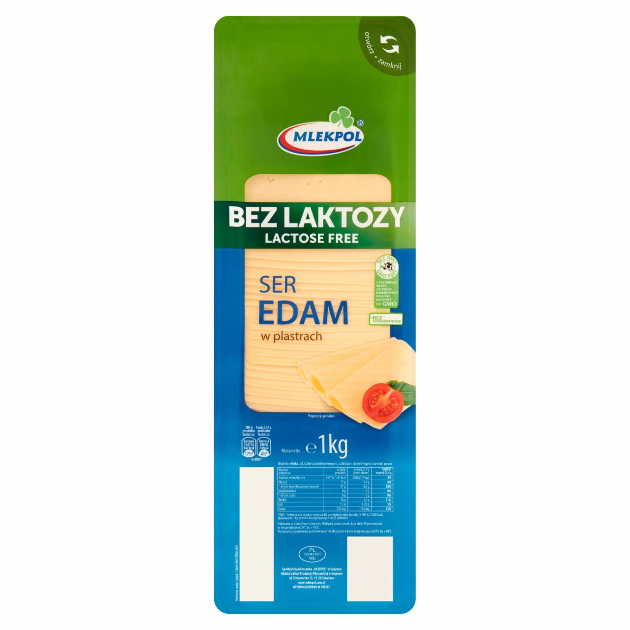 Zdjęcia - Mlekpol Bez laktozy Ser Edam w plastrach 1 kg