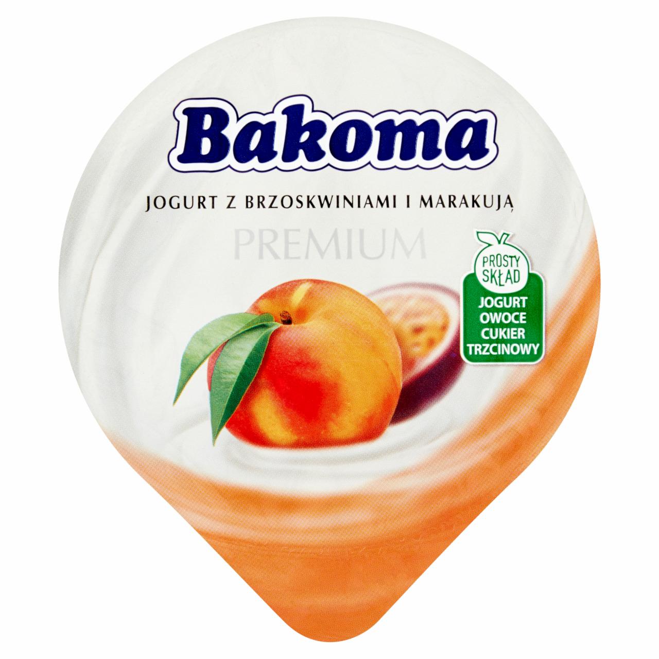Zdjęcia - Bakoma Premium Jogurt z brzoskwiniami i marakują 140 g