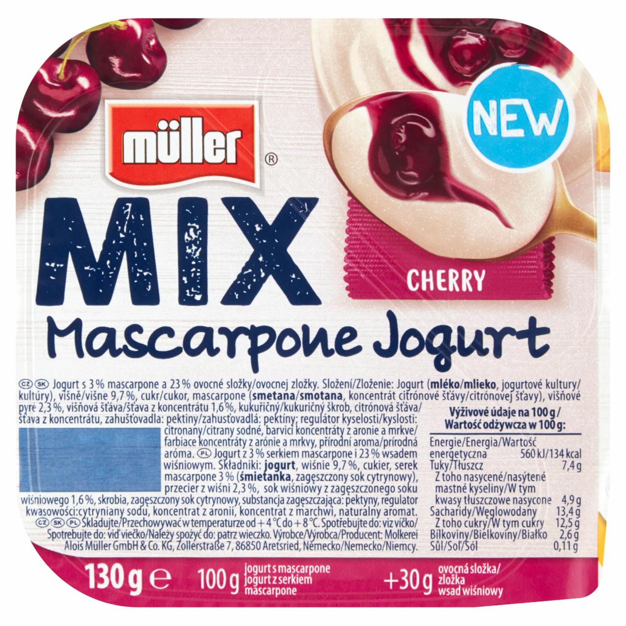 Zdjęcia - Müller Mix Jogurt z serkiem mascarpone 130 g