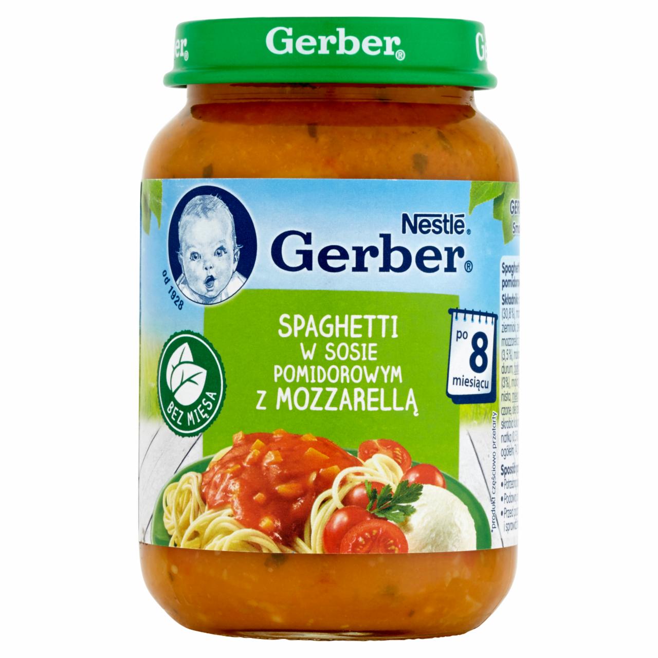 Zdjęcia - Gerber Spaghetti w sosie pomidorowym z mozzarellą po 8 miesiącu 190 g