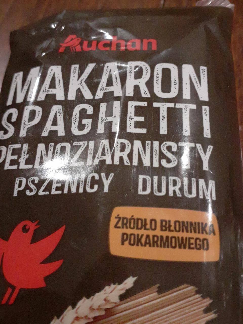 Zdjęcia - Makaron spaghetti pełnoziarnisty z pszenicy durum Auchan