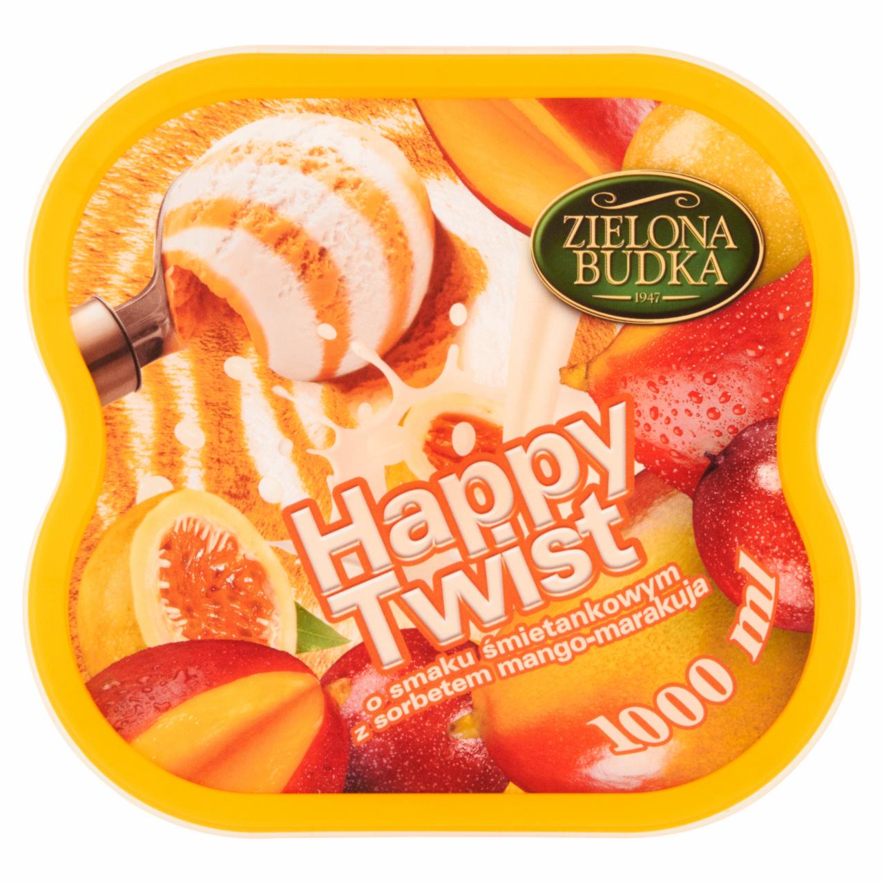 Zdjęcia - Zielona Budka Happy Twist Lody o smaku śmietankowym z sorbetem mango–marakuja 1000 ml