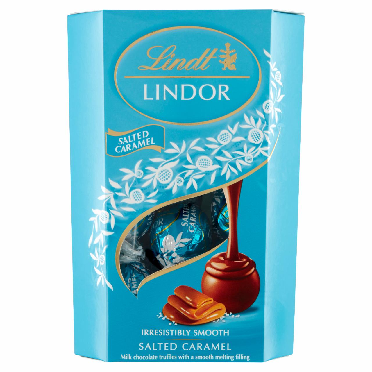 Zdjęcia - Lindt Lindor Praliny z czekolady mlecznej z kryształkami soli i nadzieniem karmelowym 200 g