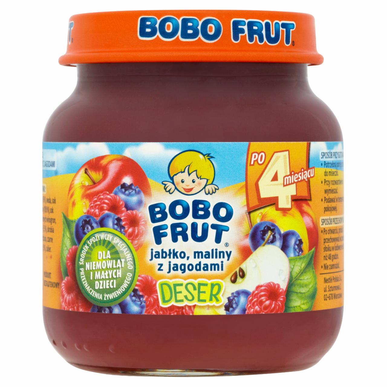 Zdjęcia - Bobo Frut Deser jabłko maliny z jagodami po 4 miesiącu 130 g