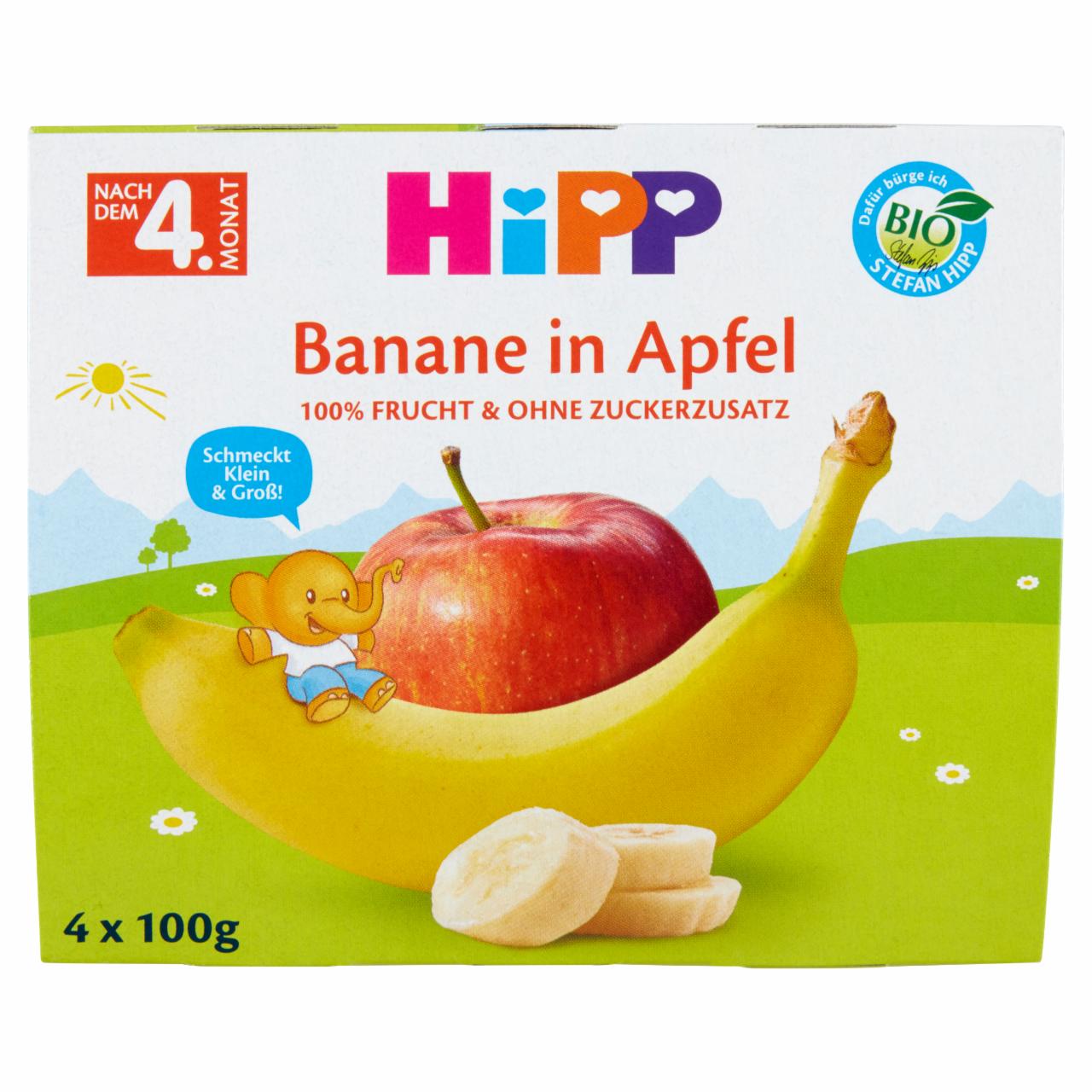 Zdjęcia - HiPP BIO Owocowa Chwila Jabłka-banany po 4. miesiącu 400 g (4 x 100 g)