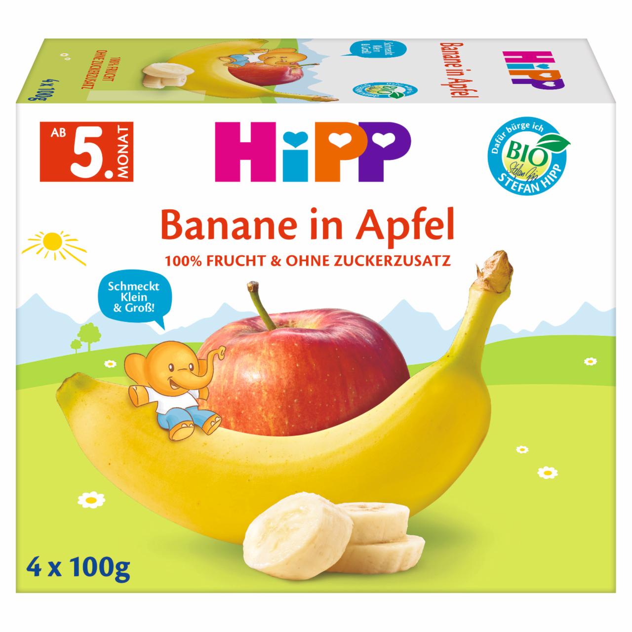 Zdjęcia - HiPP BIO Owocowa Chwila Jabłka-banany po 4. miesiącu 400 g (4 x 100 g)