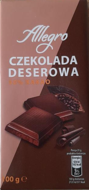 Zdjęcia - czekolada deserowa 50% kakao allegro