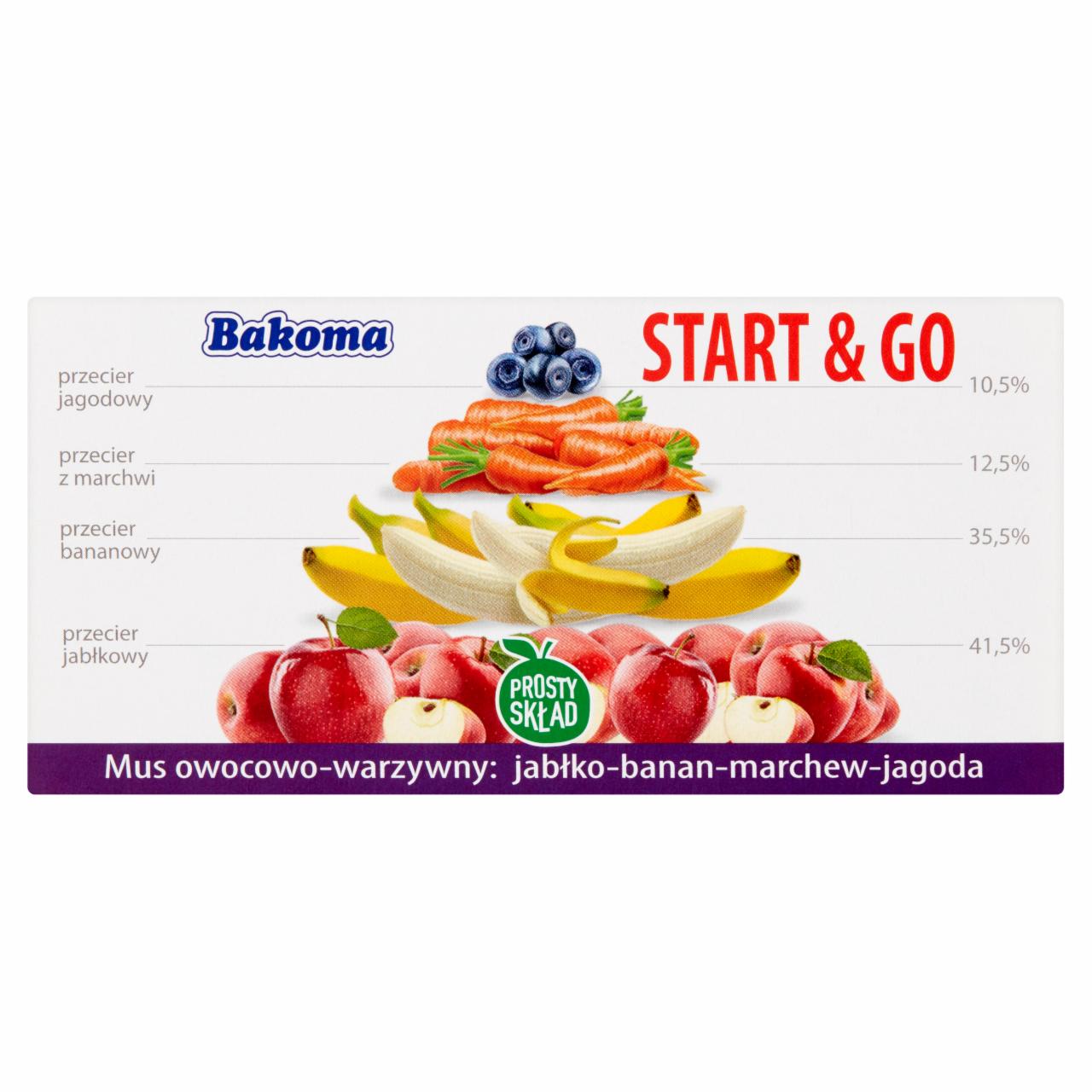 Zdjęcia - Bakoma Start & Go Mus owocowo-warzywny jabłko-banan-marchew-jagoda 200 g (2 x 100 g)