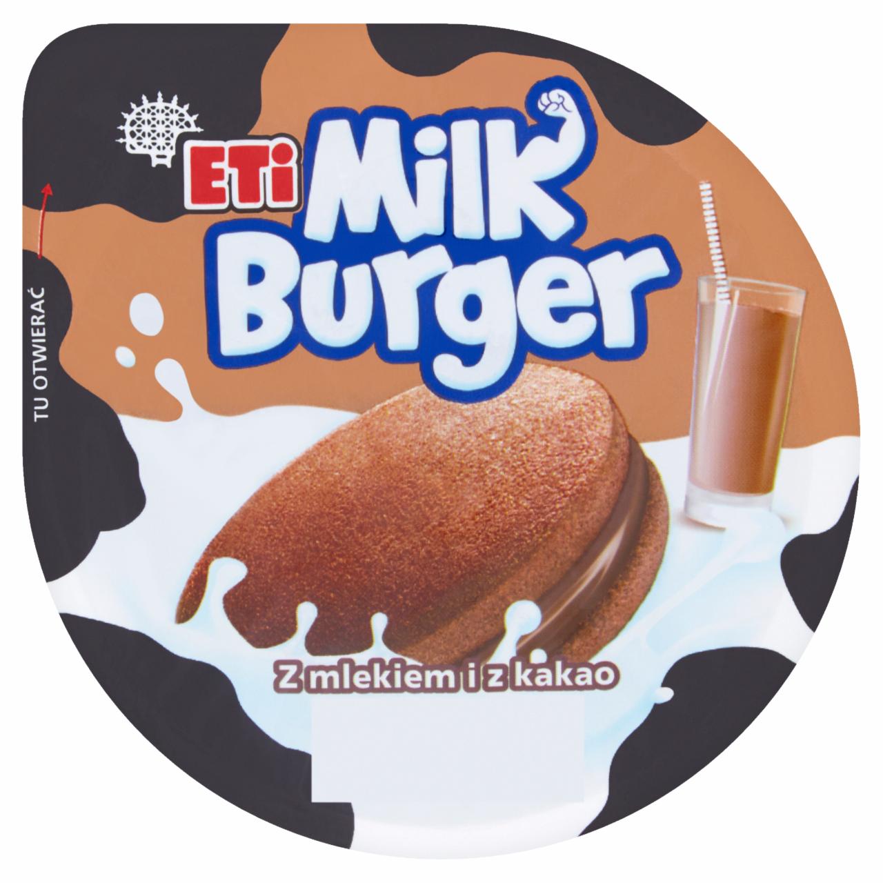 Zdjęcia - Eti Milk Burger Kakaowe ciastko z mlekiem i z kakao 35 g