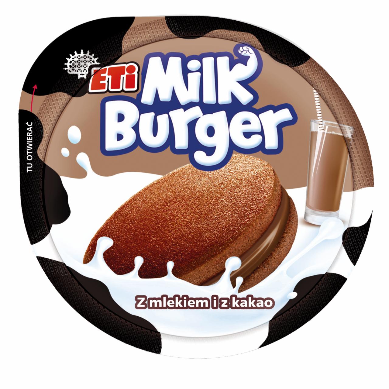 Zdjęcia - Eti Milk Burger Kakaowe ciastko z mlekiem i z kakao 35 g