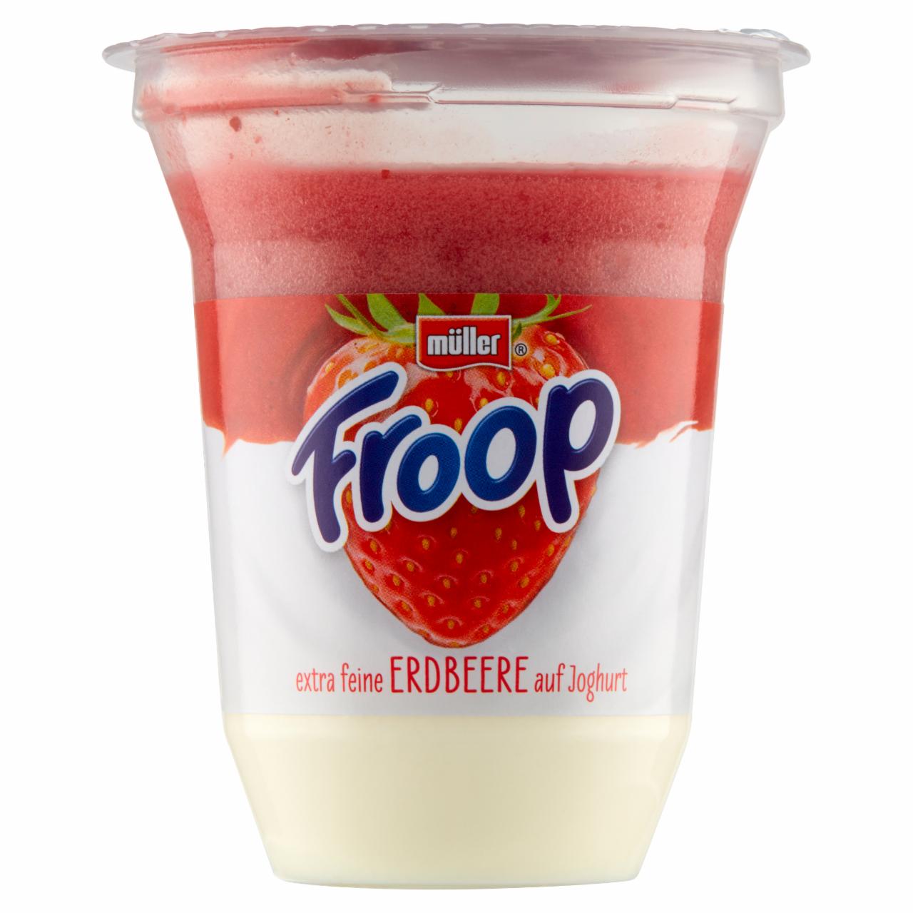 Zdjęcia - Müller Froop Produkt mleczny na bazie jogurtu z wsadem owocowym o smaku truskawkowym 150 g