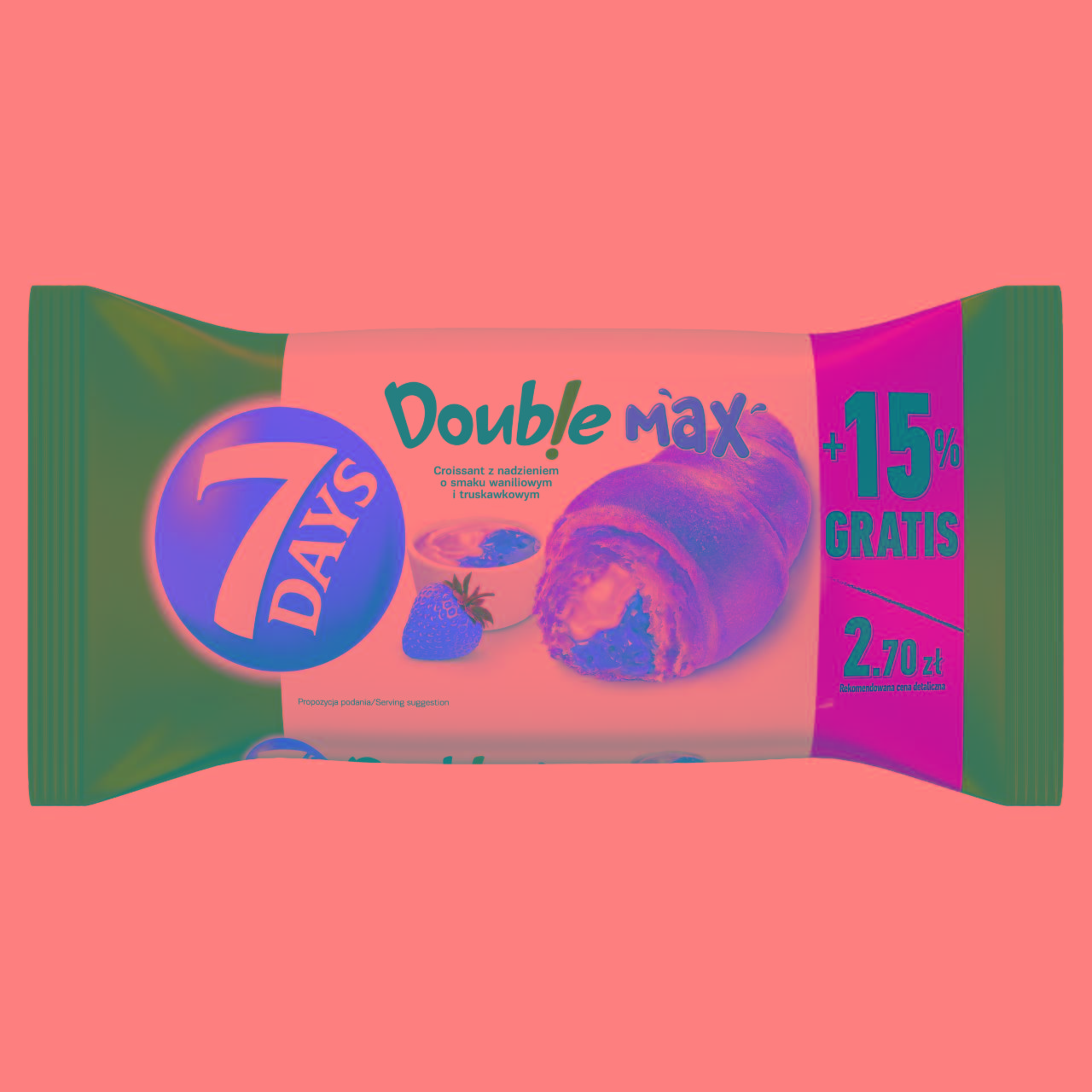 Zdjęcia - 7 Days Doub!e Super Max Rogalik z nadzieniem o smaku waniliowym i truskawkowym 110 g