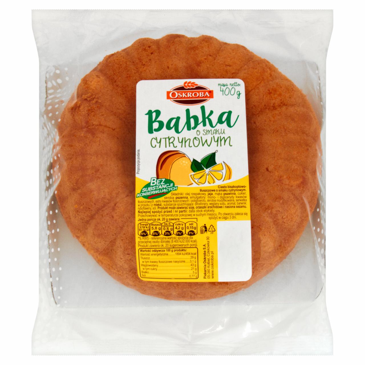 Zdjęcia - Oskroba Babka o smaku cytrynowym 400 g