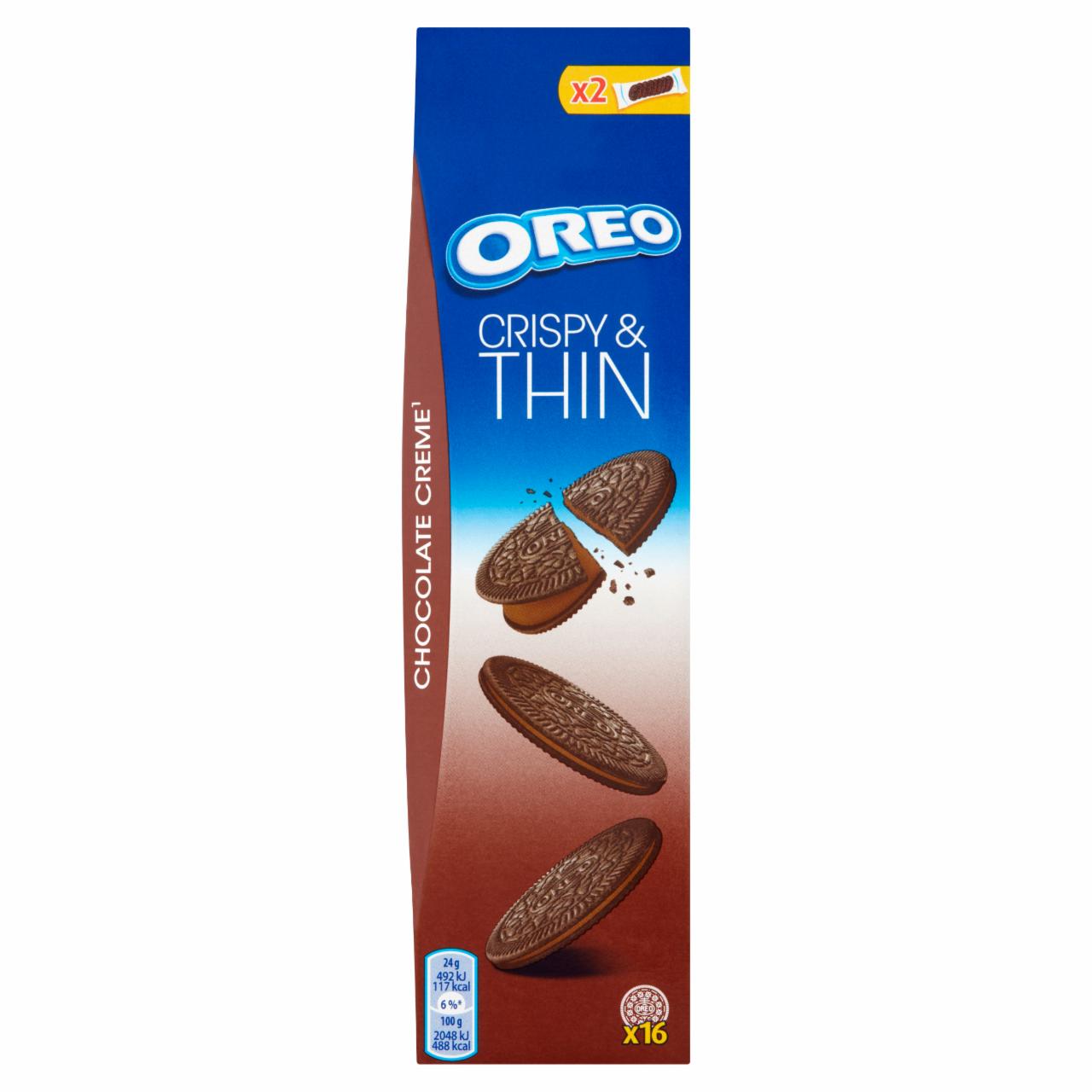 Zdjęcia - Oreo Crispy & Thin Ciastka kakaowe z nadzieniem o smaku czekoladowym 96 g (16 sztuk)