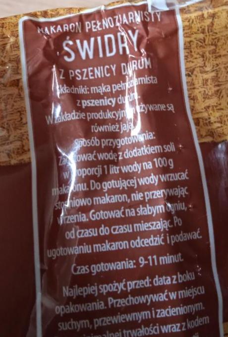 Zdjęcia - Makaron pełnoiziarnisty Świdry z pszenicy durum Sarita